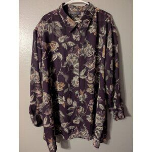 Vintage Lane Bryant Designs & Co Floral Butoon Up 26/28 Multicolor 80s 90s
